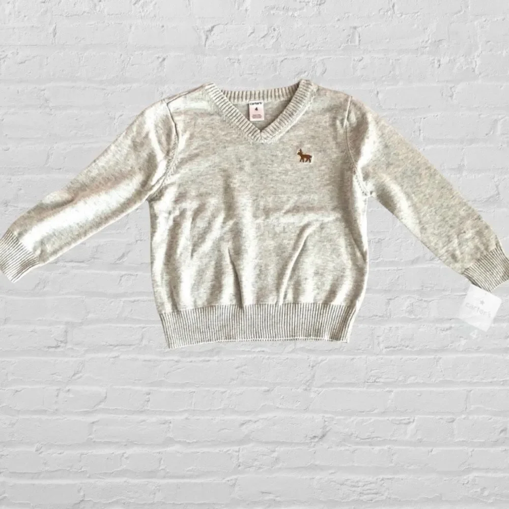 Carter’s Boys Lt Heather Gray Cotton Vneck sweater
